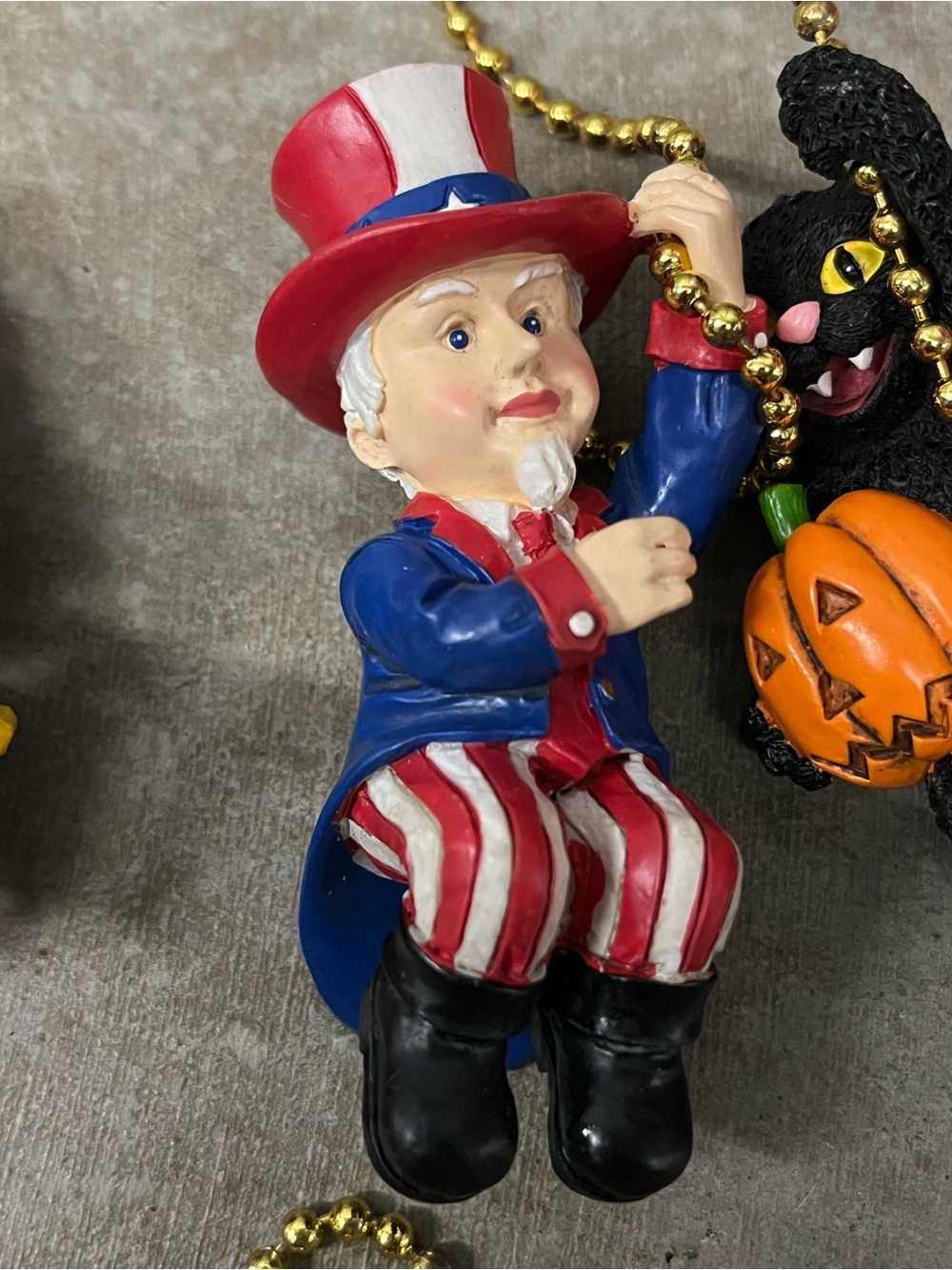 Vintage Holiday Characters Ceiling Fan Pull Gold Chain Decor 8"